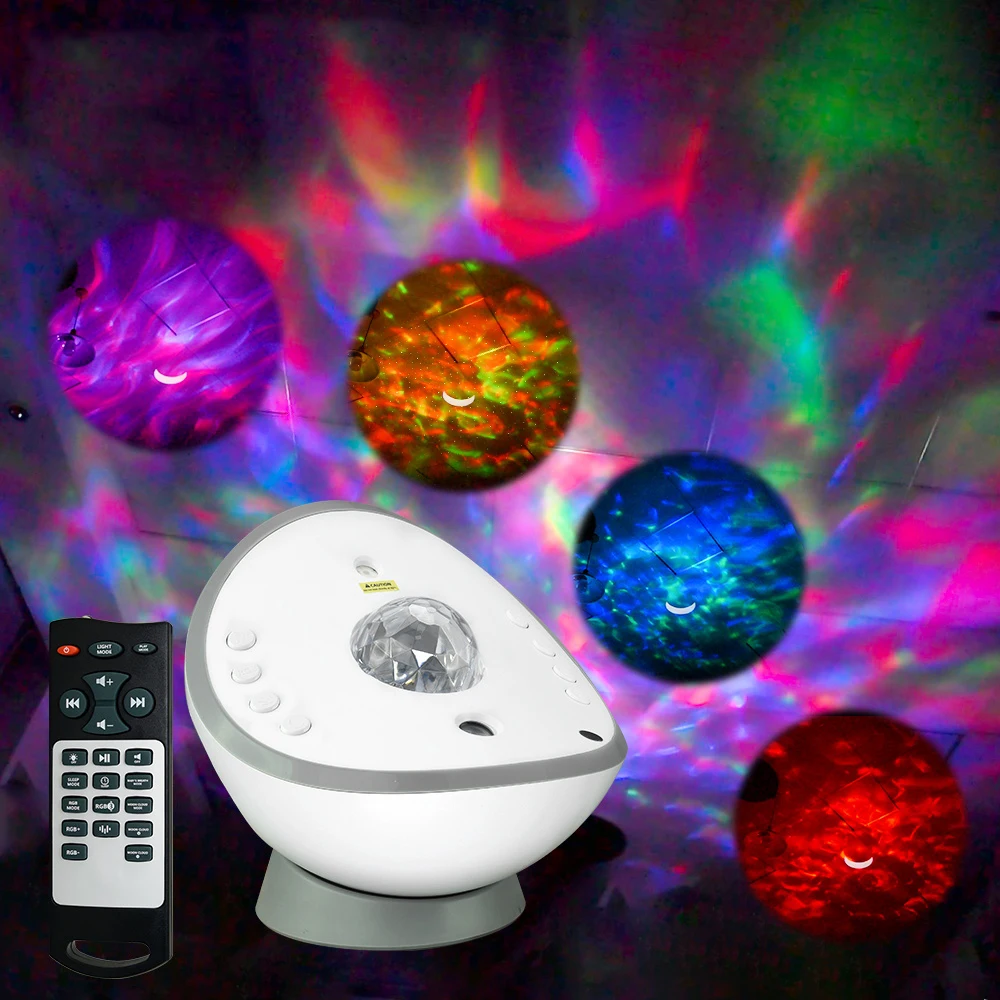 Starry Sky Projection Lamp With Music Ocean Wave Speaker Cloud Nebula Ceiling Lamp for Decoration Bedside Bedroom Night Light