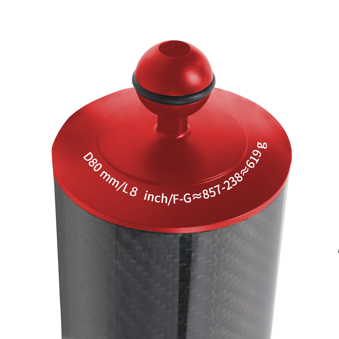 Новый поплавок из углеродного волокна, плавучесть, водная рука, 1 дюйм, двойной шар, плавающий диаметр 80 мм, камера для дайвинга, подводный лоток для смартфонов Gopro