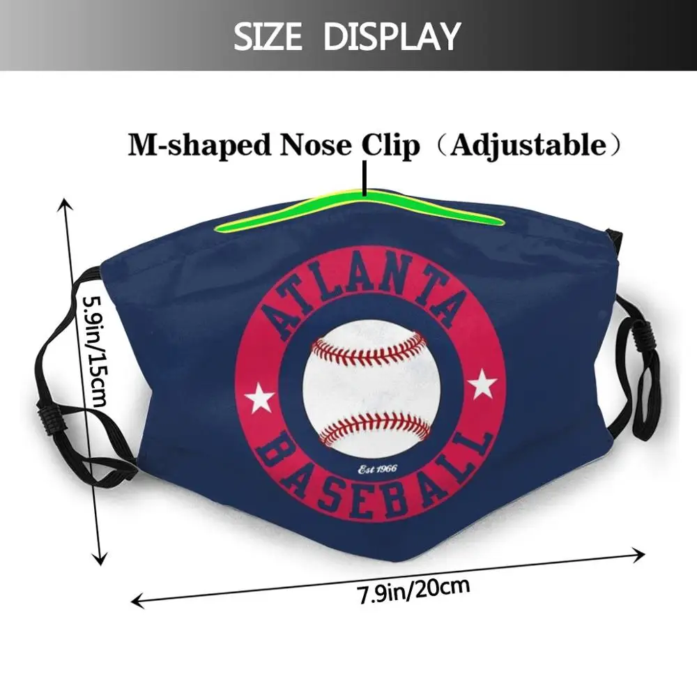 Masque buccal à filtre lavable, imprimé Baseball, Anti-poussière, atlas Braves géorgie Ga Mn minneapollo St Paul Twin villes