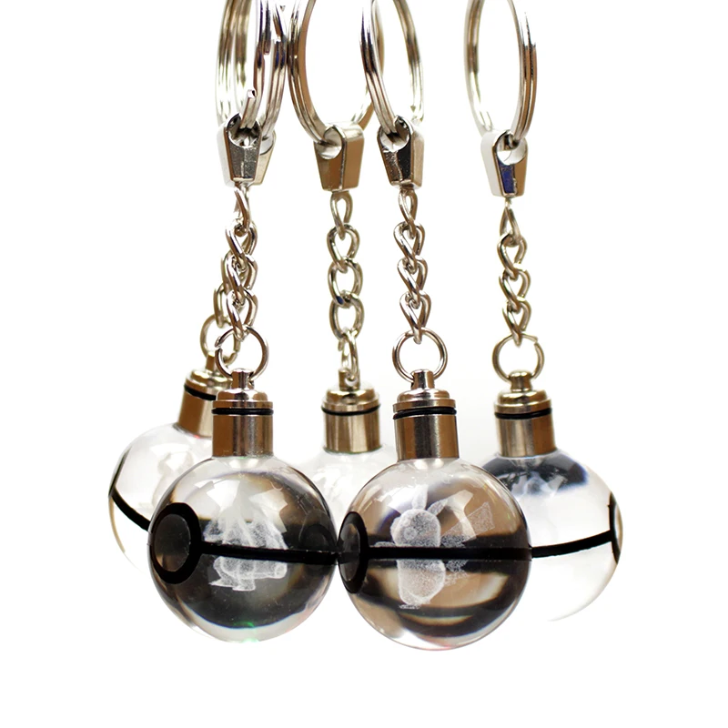 

Colorful 3D Laser Engraving Crystal Character Ball LED Keychain For Kids Christmas Birthday Gifts