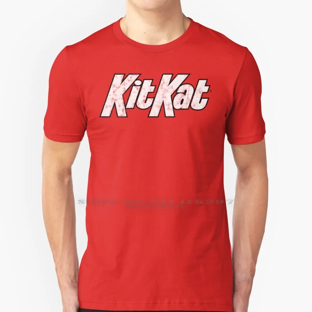 Kitkat Vintage Distressed Us Logo 100% Cotton T Shirt Kitkat Chocolate Bar Kit Kat Nestle Logo Candy Sweets Confectionary Food