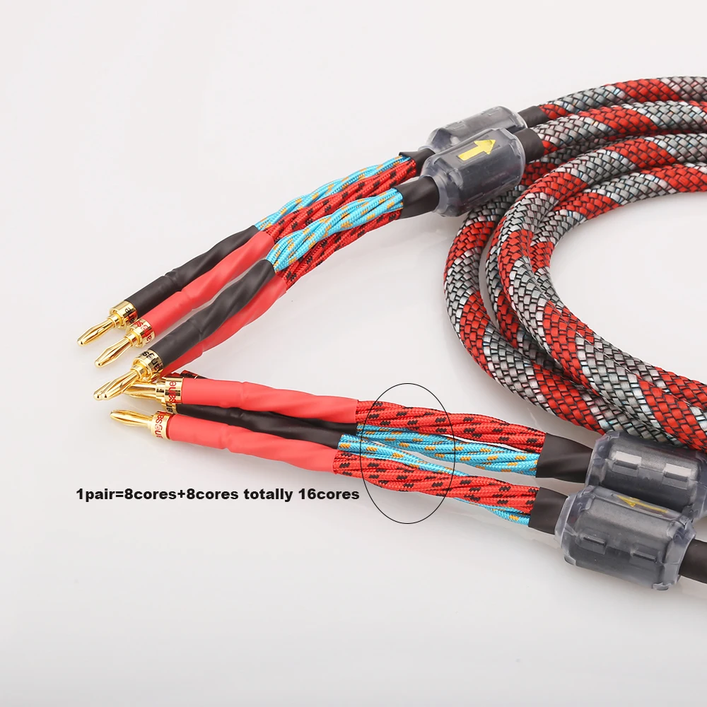 Monosaudio Cavi Per Diffusori OFC Con Connettori A Forchetta Rodiati – 1 Paio (2,5 Metri) Per Amplificatori HiFi E Home Theater