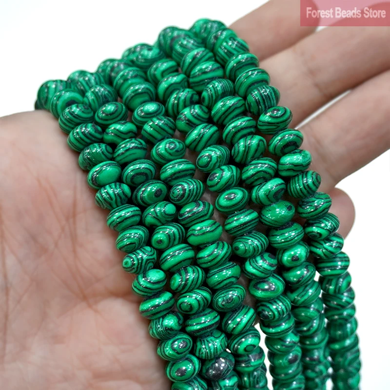 Natural Stone Green Malachite Rondelle Beads Loose Spacer Beads for Jewelry Making DIY Charms Bracelets Earrings 15'' Strands