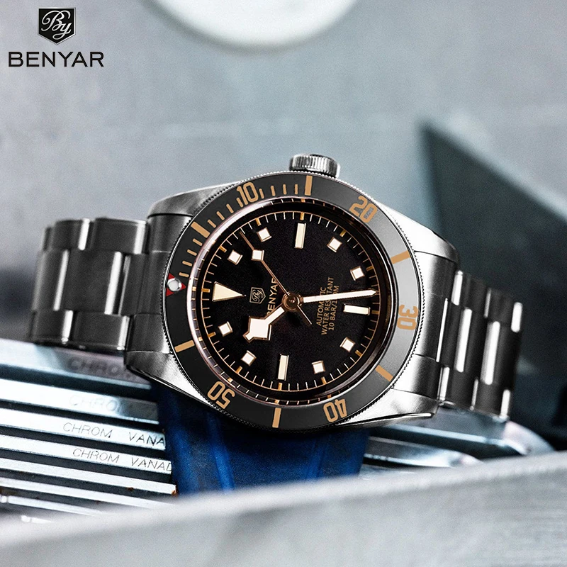 BENYAR-Montres automatiques en acier inoxydable pour hommes, montre-bracelet étanche, marque supérieure, mode, montre mécanique, 2023