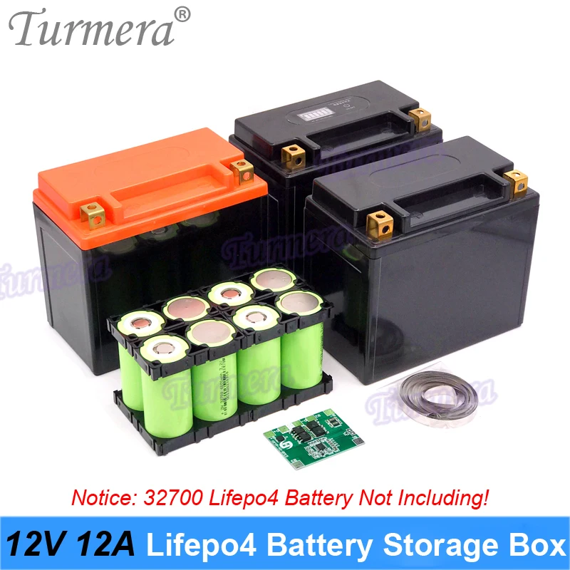 Turmera 12V 12Ah pojemnik na baterie 4S 12.8V 20A BMS 2X4 uchwyt nikiel dla 8 sztuk 32700 Lifepo4 system ups skorzystaj z