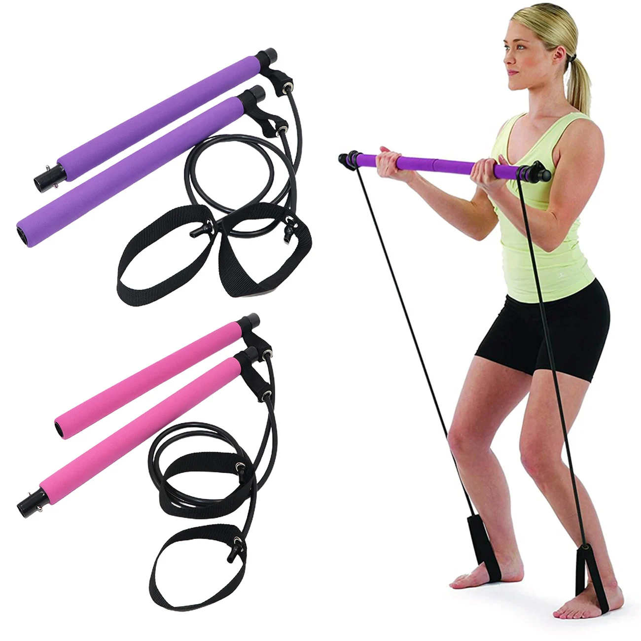 

Hot Pilates Bar Rod Resistance Bands Portable Pilates Exercise Stick Home Gym Yoga Pilates Stick For Body Workout