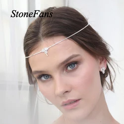 Stonefans Rhinestone Chain Bling Zircon Crystal Forehead Chain for Women Luxury Jewelry Bridal Headwear Wedding Hair Accessories