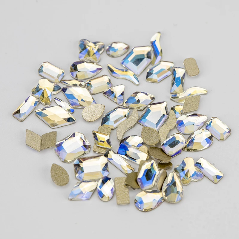 VDD Großhandel 500 Stück gemischte Formen Glas-Kristall-Nagelkunst-Flachrückseite-Strasssteine, Glitzer, zum Aufkleben, glänzende DIY-Dekoration – Detail 10