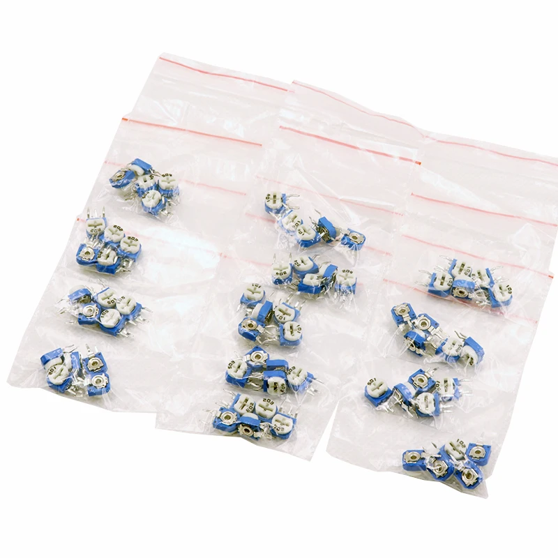 Imagem -04 - Jogo Rm063 Ajustável do Resistor Vertical Azul e Branco 100 Ohm 1m Ohm 13 Tipos x Parts = 65 Parts 65 Pcs