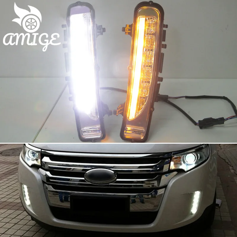 

LED DRL Daylights For Ford Edge 2009 2010 2011 2012 2013 2014 Yellow Turning Signal Headlamps LED Daytime Running Headlights