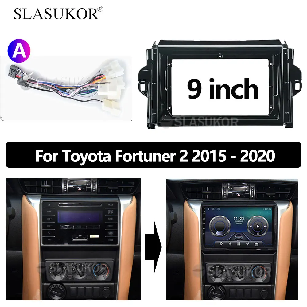 

9-дюймовая двойная Din Автомобильная рама Fascia Для Toyota Fortuner 2 2015 2016 2017 2018 2019 2020 комплект кабельной отделки панели приборной панели