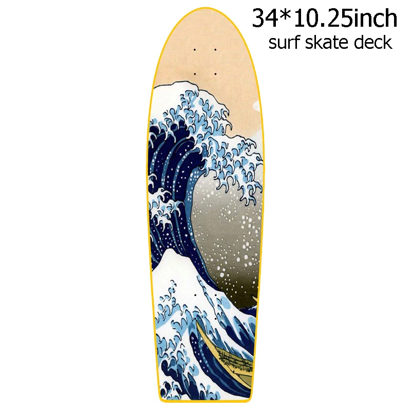 Large 34 Surf Skate Deck 7 Tier Canadian Maple Surfskate Board Quality Land Carving Cruiser Board Parts DIY Deck Supply