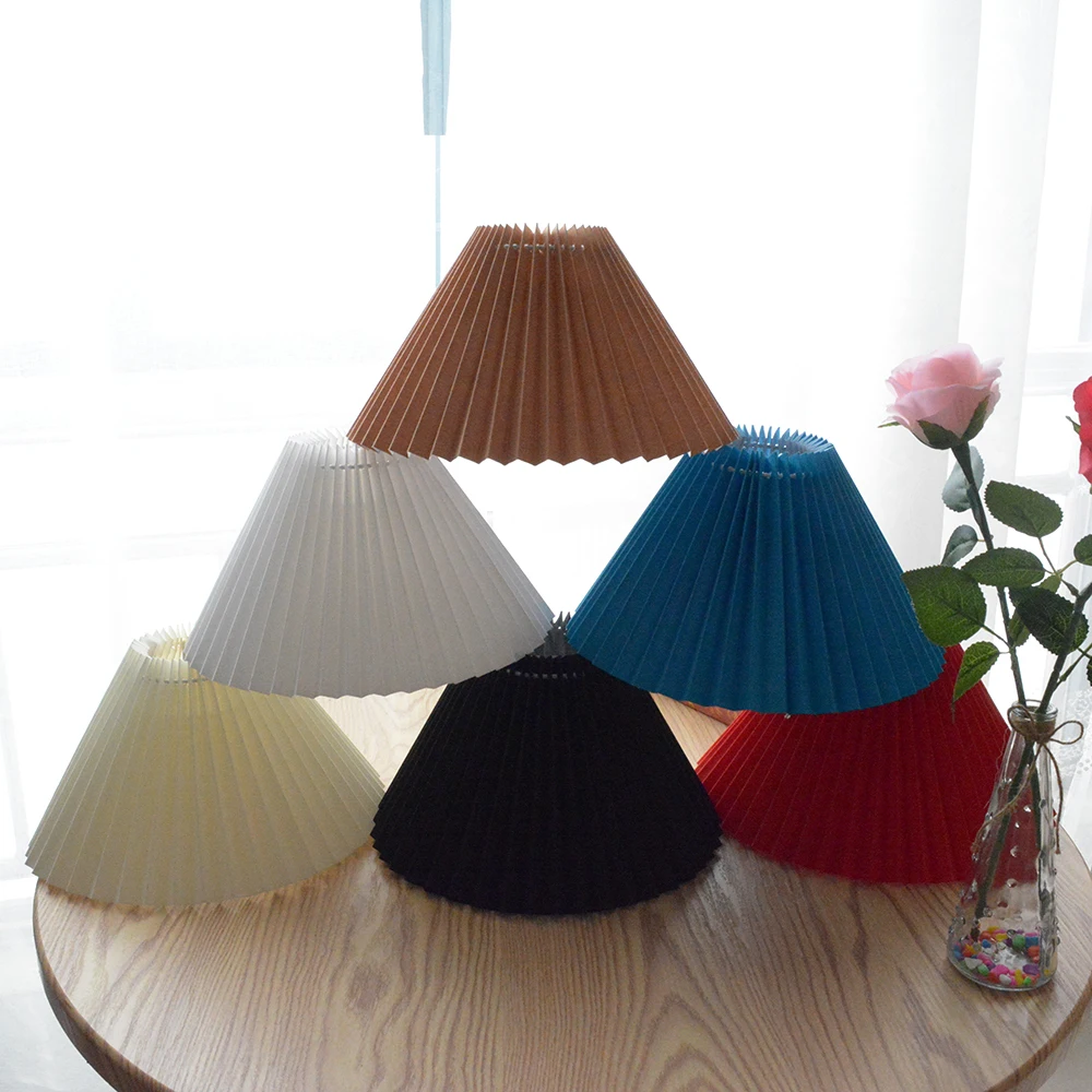 Japan Style Pleats Lampshade for Table Lamps E27 Creative Standing Desk Lamp Shade for Bedroom White Flower Lamp Holders 25/28cm