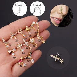 1PC Piercing Body Jewelry Dangling Nose Ring Indian Nose Ring Stainless Steel With Charm Nose Ring For Women Nose Rings And Stud