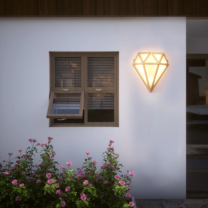 

Creative Diamond Design LED Wall Lamp For Courtyard Garden Lighting Water-proof Outdoor Balcony Indoor Bedroom Sconce Lustre Led