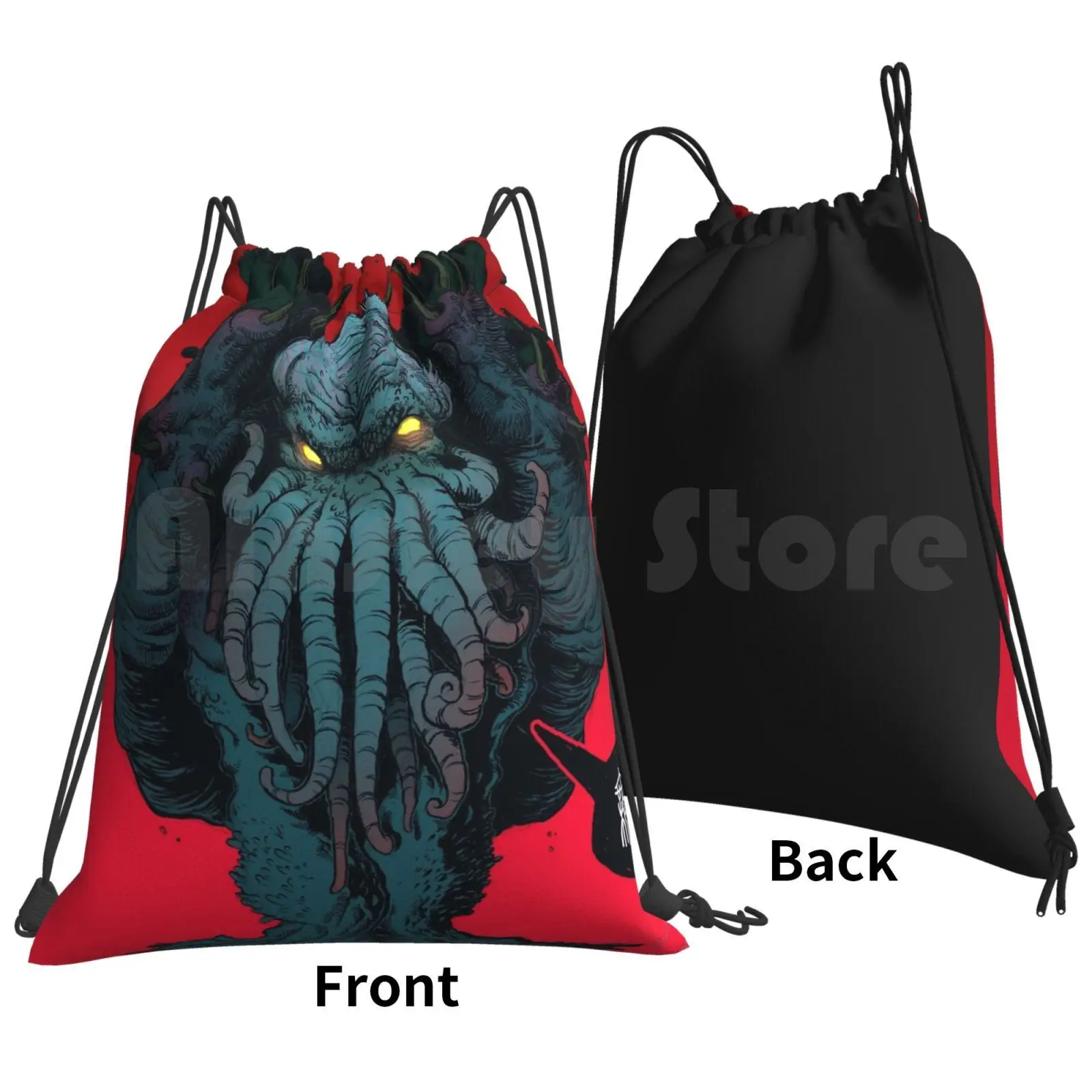 Strange Aeons Backpack Drawstring Bag Riding Climbing Gym Bag Ink Brush Book Literature Great Old One Cthulhu Rlyeh Monster