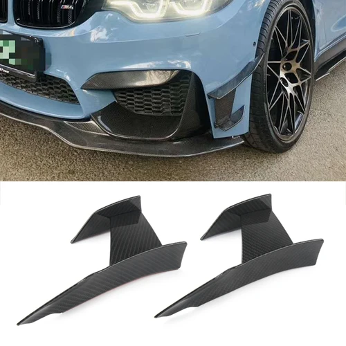 Accesorios de estilo de coche de fibra de carbono o negro brillante, decoración lateral de parachoques delantero para BMW F80 M3 y BMW F82 M4, 6 uds.