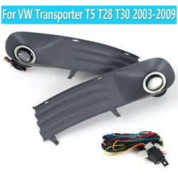 1 Pair For VW Transporter T5 T28 T30 2003 2004 2005 2006 2007 2008 2009 Car Fog Lights Lamps Angel Eye Grilles + Harness