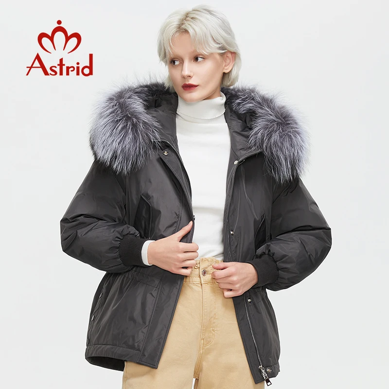 Astrid 2022 New Winter Women\'s coat women parka warm thick fashion Jacket with fox fur hood Waist drawstring female clothing