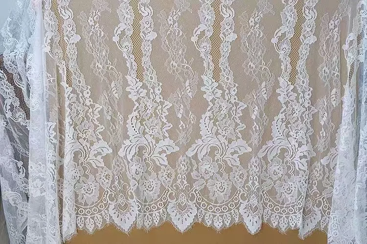 

3 yards Off White Eyelash Lace Fabric DIY Wedding Bridal Dress High quality