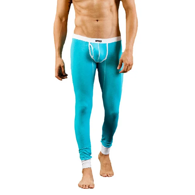 Sexy WJ Brand Men\'s Modal Thermal Underwear Long Johns Bottom Male Low Rise Thermo Pants Clothes Pajamas Bulge Pouch Design