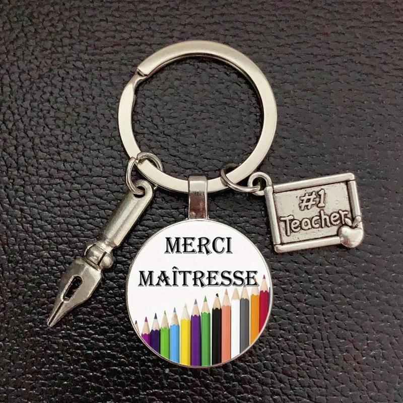 المعلم المفاتيح الزجاج نمط رسائل شكرا لك المعلم حلقة رئيسية المعلم هدية عيد الوقت جوهرة الزجاج حامل سلسلة مفاتيح