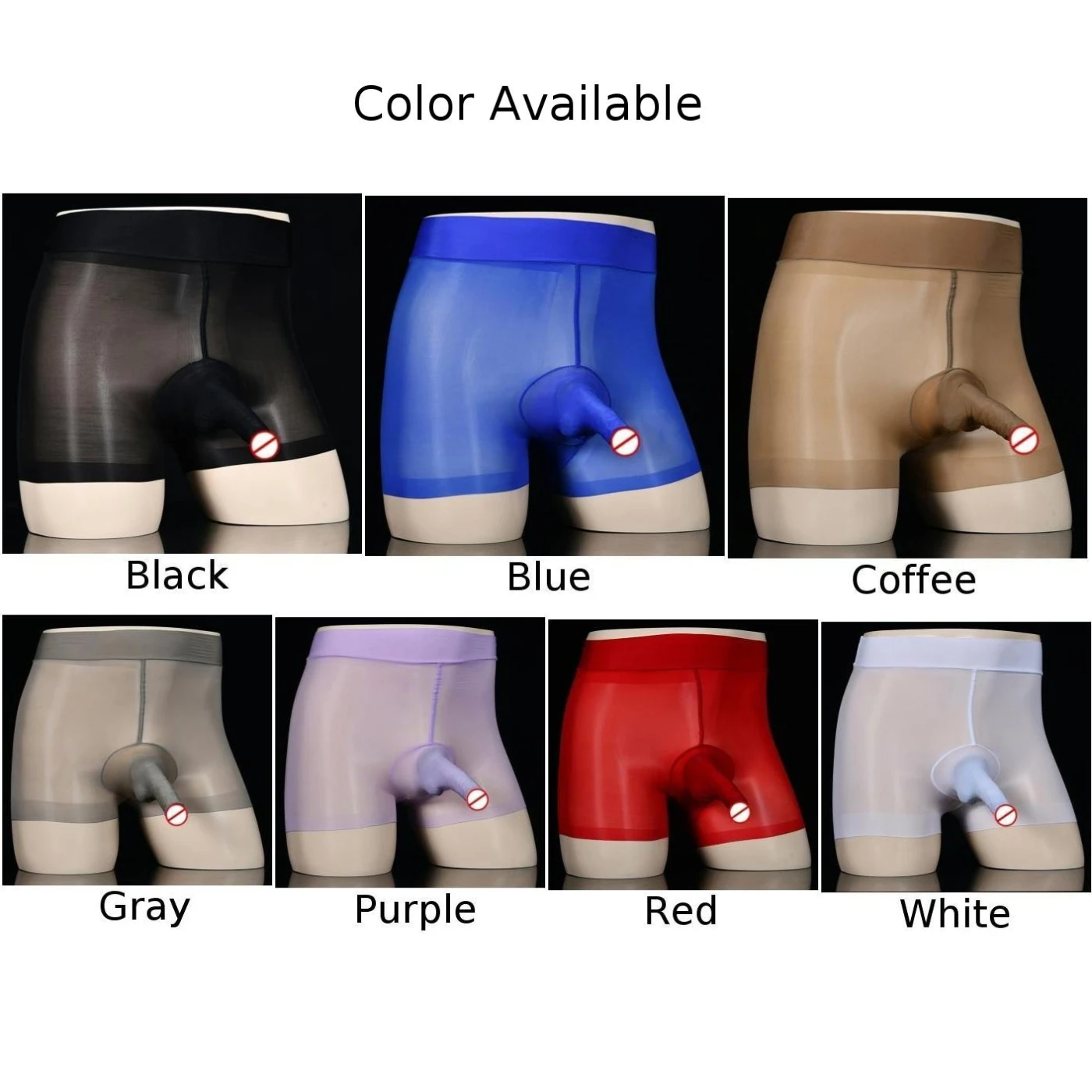 Oil Shiny Glossy Boxers Men Long Elephant Nose Shorts Penis Sheath Panties JJ Open/ Close Underwear Male Underpants