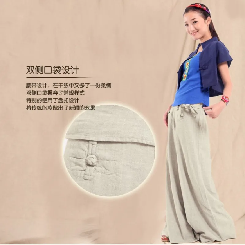 

Cotton and linen trousers pure cotton button women's summer wear pure cotton clothing breathable and comfortable spring and Autu