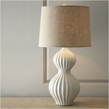 American country white ceramic table lamp hotel bedroom bedside lamp Nordic creative gourd decorative table lamp