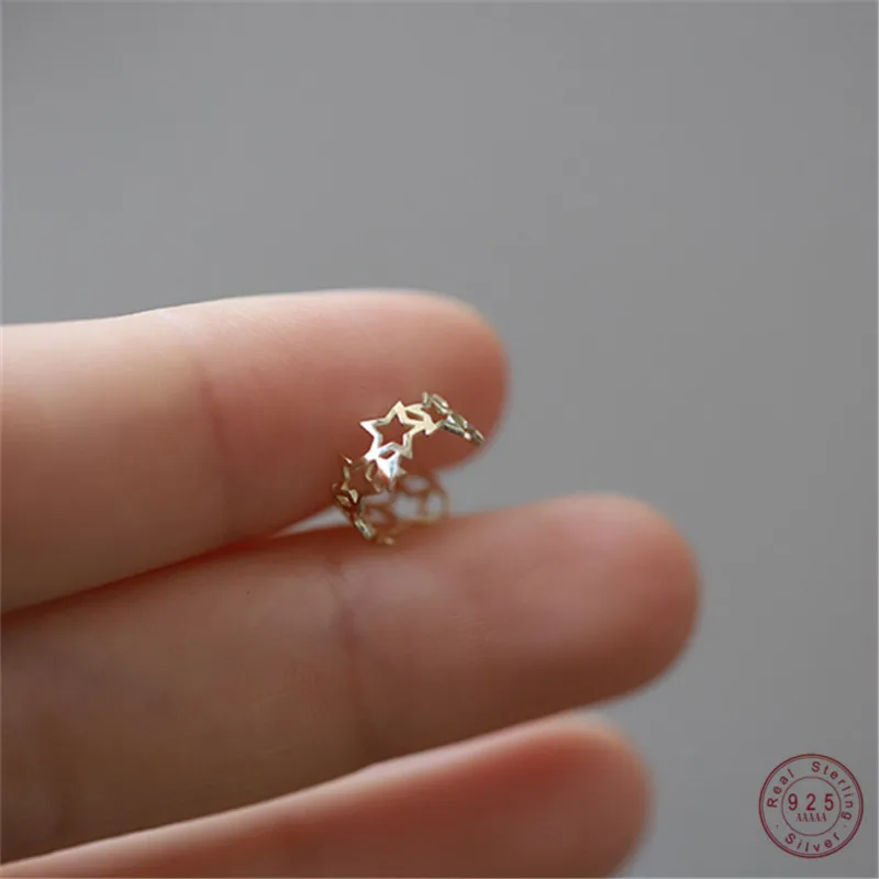 

925 Sterling Silver French Simple Hollow Star Ear Bone Clip Women No Pierced Punk Hip Hop Street Trend Jewelry Gift