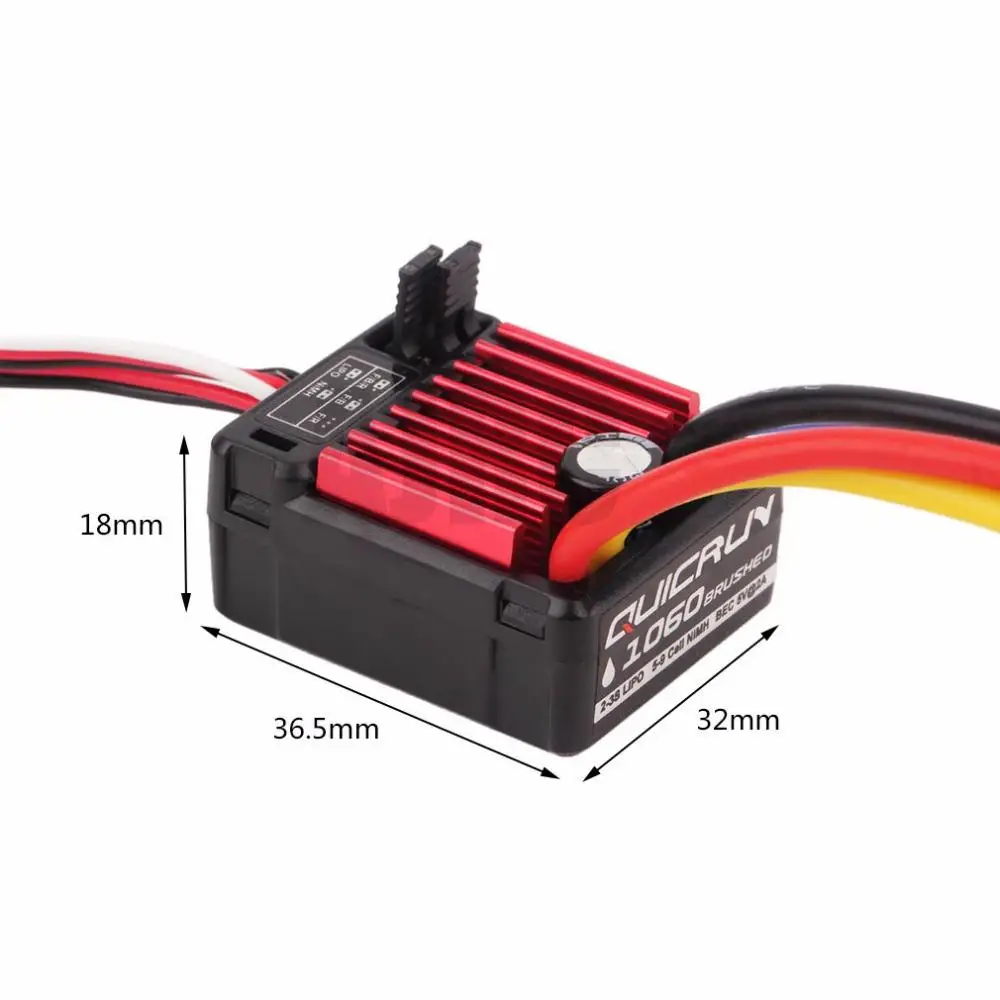 1pcs Original HobbyWing QuicRun 1060 60A Brushed Electronic Speed Controller ESC For 1:10 RC Car Waterproof TRX-4 Axial scx10 II