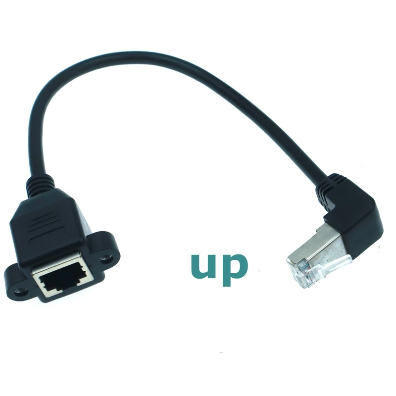 High Quality 90 Degree 8P8C FTP STP UTP Cat5 RJ45 Male to Female With Screw LAN Ethernet Computer Network Extension Cable