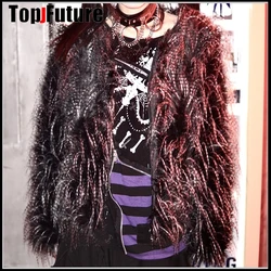 Harajuku Punk Gothic Lolita Y2K girl  fur furry pad Jacket Women's design streetwear clothes