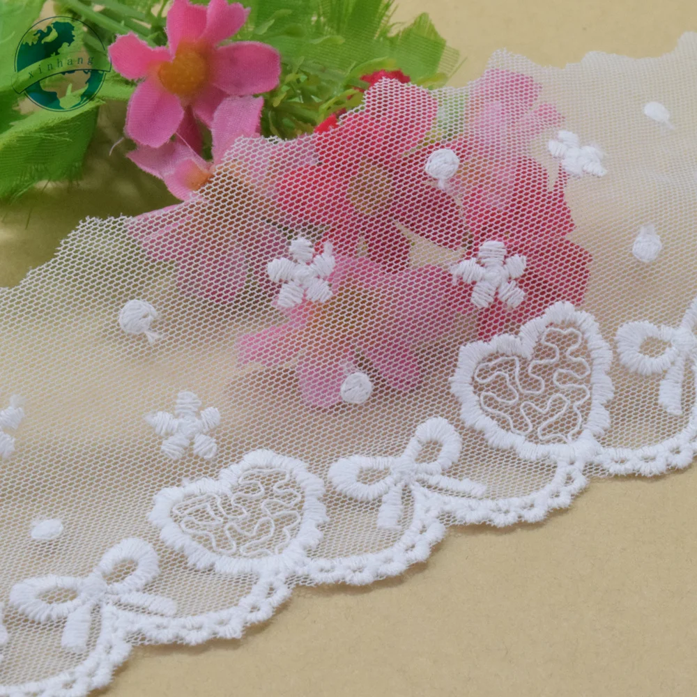 7cm Width White Embroidery Sewing Ribbon Guipure Lace Trim Fabric Warp Knitting Applique DIY Garment Wedding Accessories  #4226