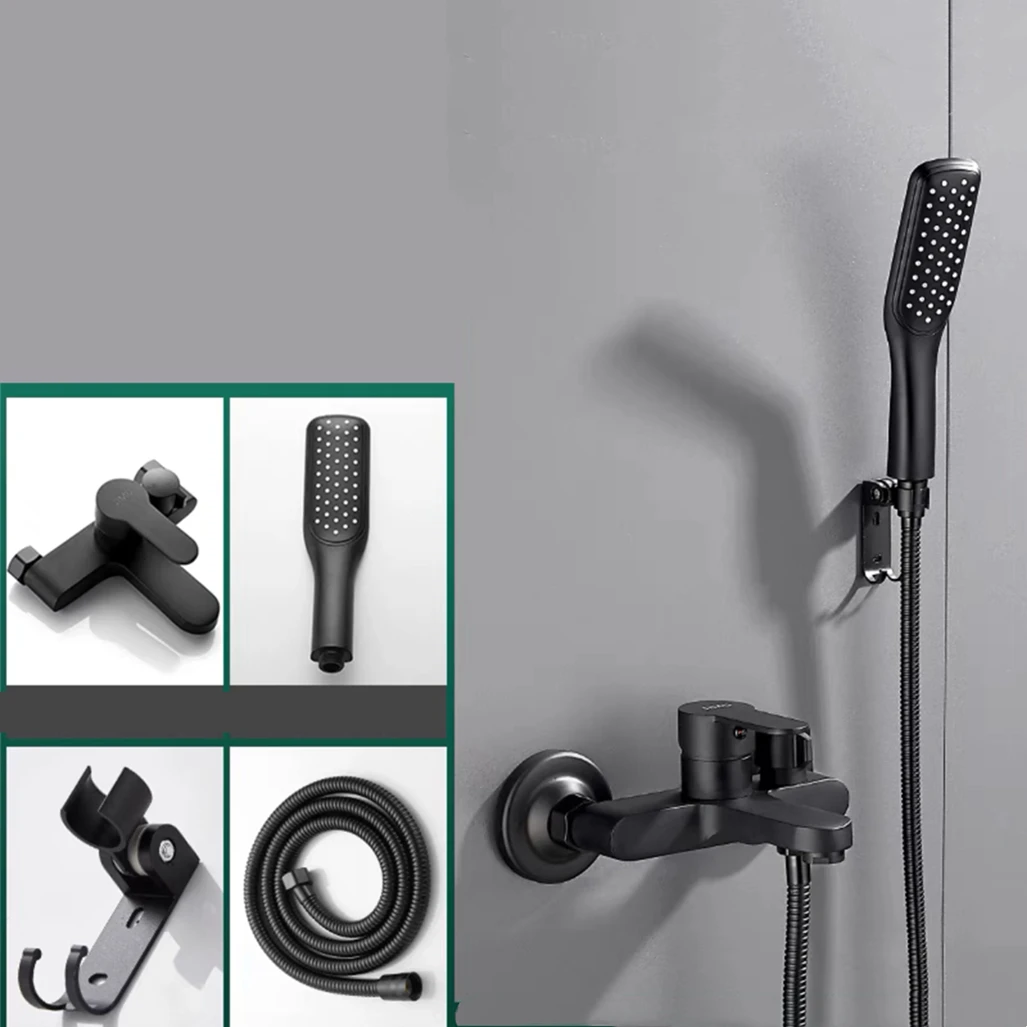 Wit/zwart messing douchekraan badkameraccessoires mengkraan badkuip douchekraan set wandmontage verstelbare handsproeier douche