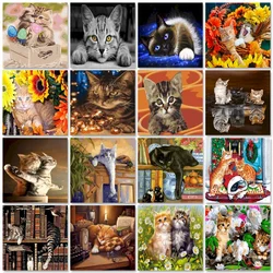 GATYZTORY Paint By Number Canvas Painting Kits DIY Picture Coloring By Numbers Hand Painted Oil Painting Cat Home Decoration Gif