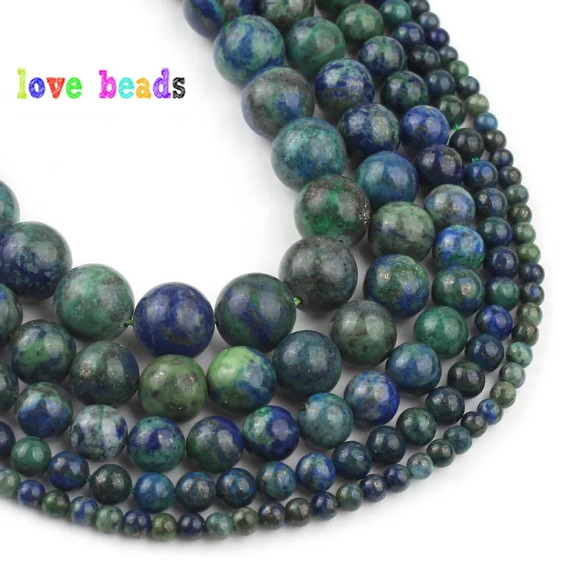 AAA Natural Stone Azurite Lapis Lazuli Malachite Round Loose Beads for DIY Bracelet Necklace Jewelry Making 15\