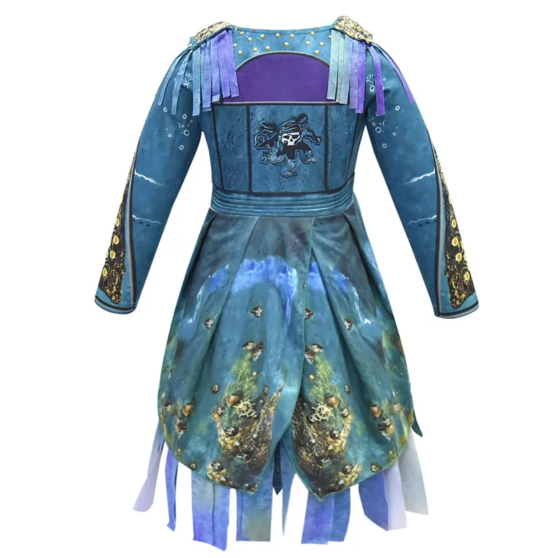 Costume de Cosplay du Film Descmot3 pour Fille, Déguisement Imbibé de Gants et Perruque, Robe de Barrage d'Halloween et de ixd'Anniversaire pour Enfant