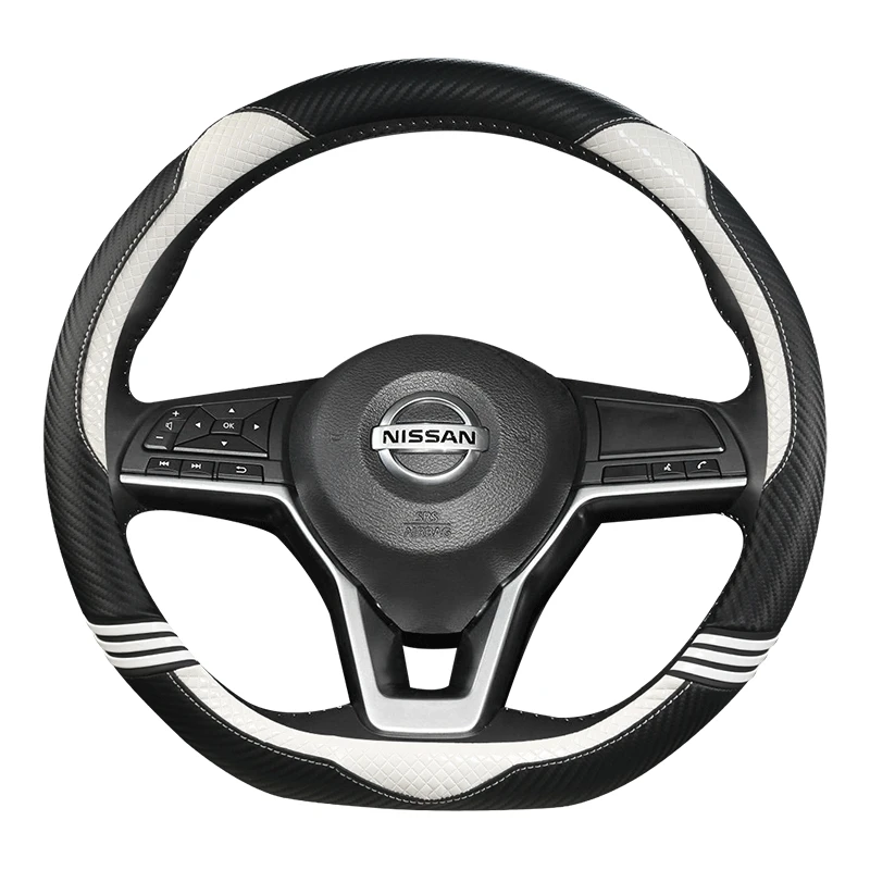 D Shape Car Steering Wheel Cover Leather For Nissan Rogue X-trail Kicks Rogue Sport Hybrid 2017 - 2021 Qashqai 2019 - 2021