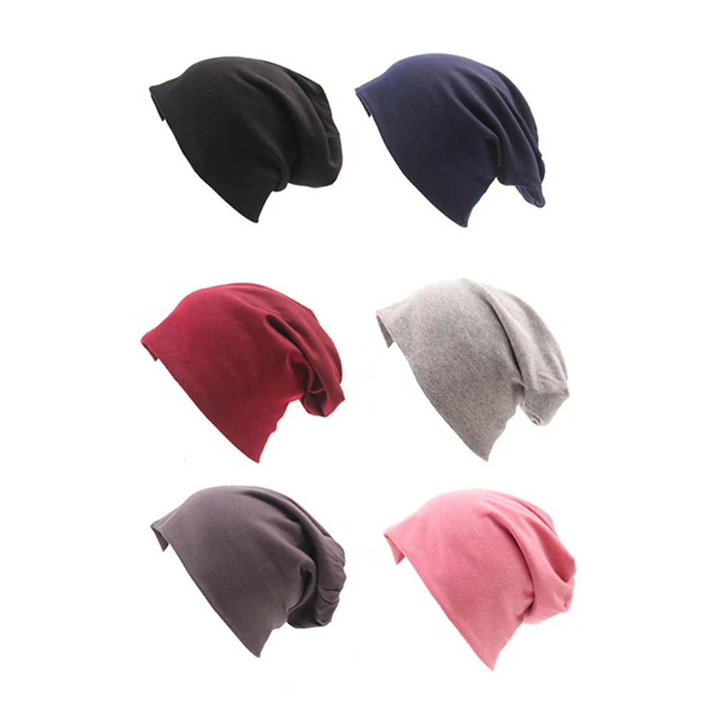 

Fashion Spring Winter Slouchy Knitted Plain Color Cotton Beanie Cap for Women Skull Bonnet Hat 2019 Newly Design Solid Color