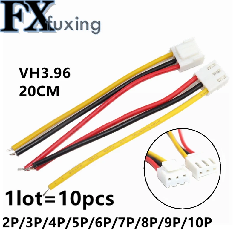 5PCS JST VH3.96 VH 3.96mm Female Housing Plug Connector Wire Cable 2 3 4 5 6 7 8 9 10Pin 22AWG Wire 20cm Length