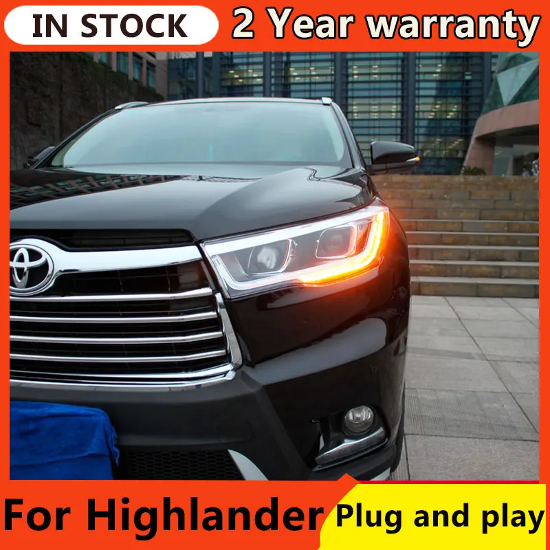 

Car Styling for Toyota Highlander Headlights 2015 New Kluger LED Headlight DRL Hid Head Lamp Angel Eye Bi Xenon Accessories