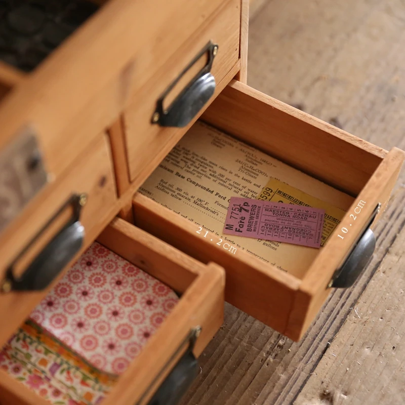 Unique Mini Cabinet Wood Desktop Organizer with 8 Drawers and 12 Compartments on the Top, Home Office