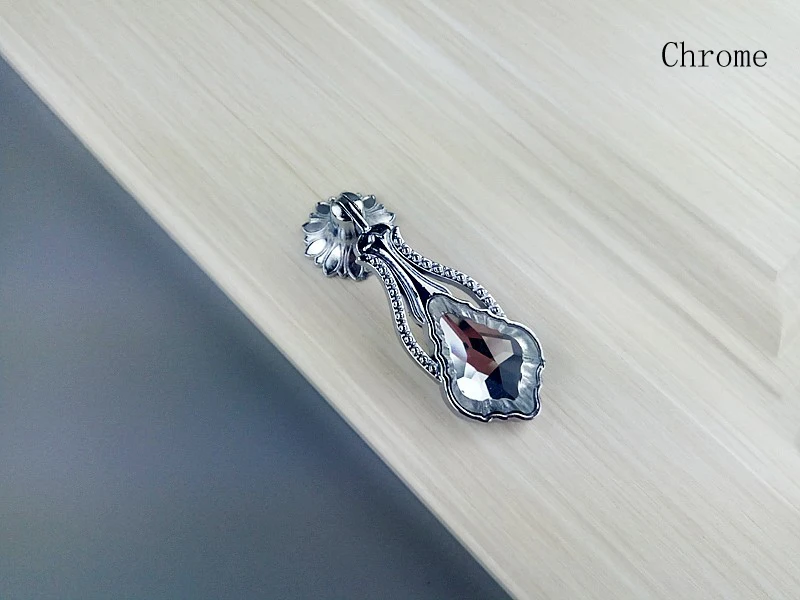 Rose Gold Chrome Pendants Crystal Glass Knobs Furniture Drawer Handle Wardrobe Kitchen Cabinets Cupboard Dresser Door Pulls Knob