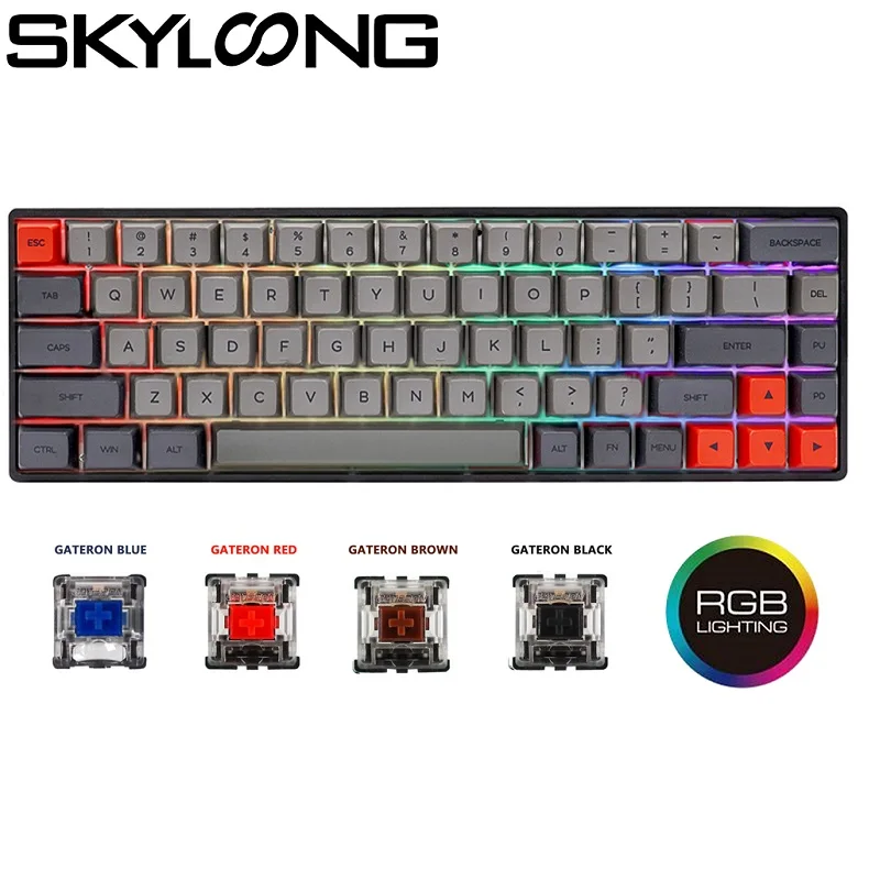 

SKYLOONG SK68 Hot-swap RGB Mechanical Keyboard With PBT GSA Keycaps Programmable Macros Wired Gaming Keyboard For Mac/Win/PC