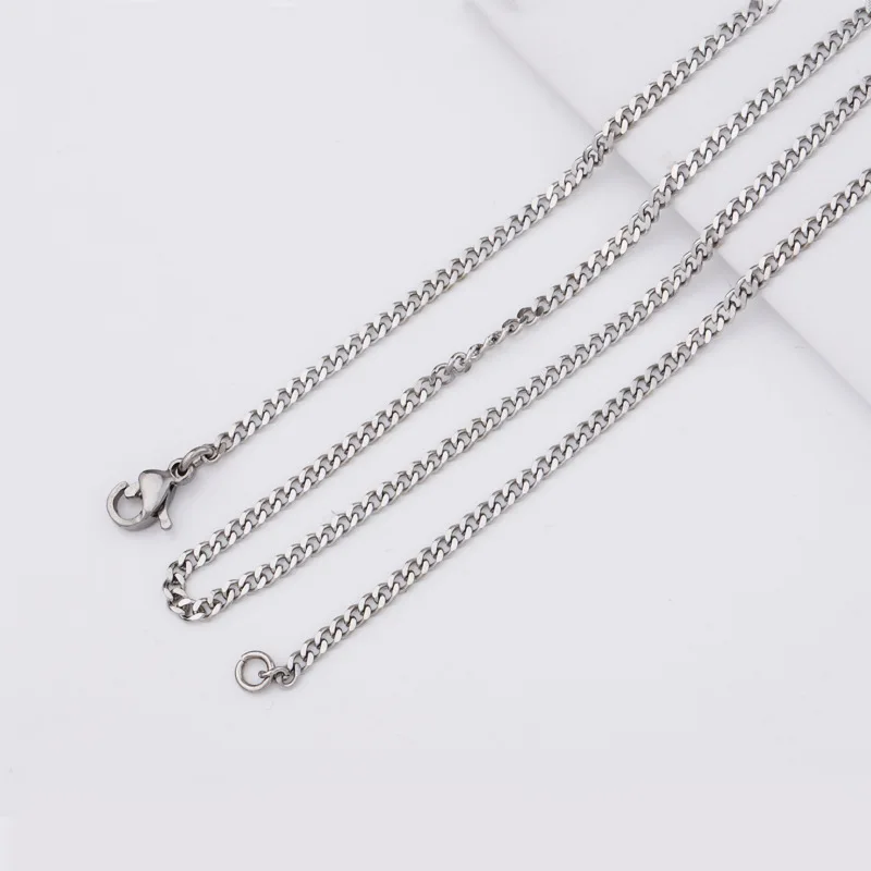 

20pcs/lot 2mm 7 length New popular simple punk style stainless steel metal chain hip hop Fashion Necklace wholesale