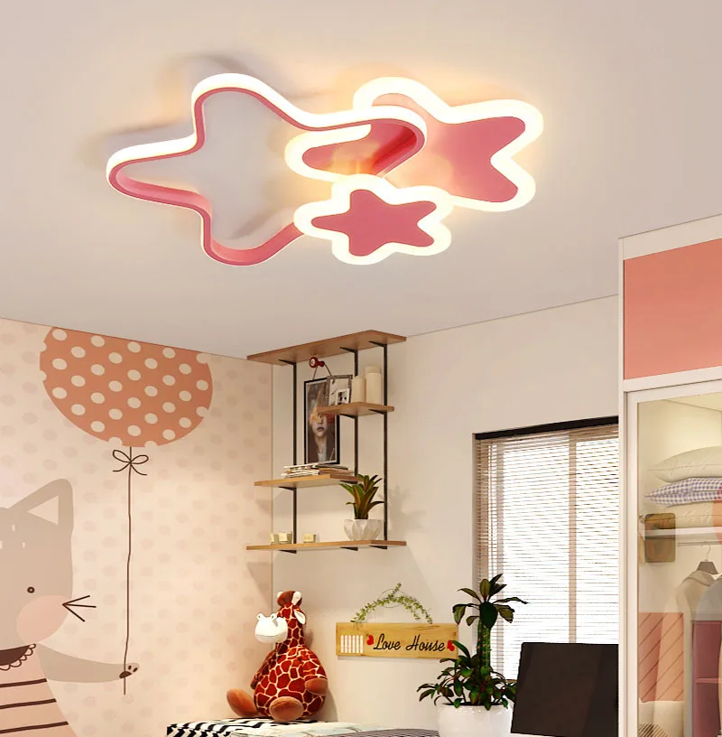 

Nordic Nhildren's Room Toy Rooms Ceiling Lantern Study Lounge Star Ceiling Lamp Corridor Lighting Lamps LED Three Color Light