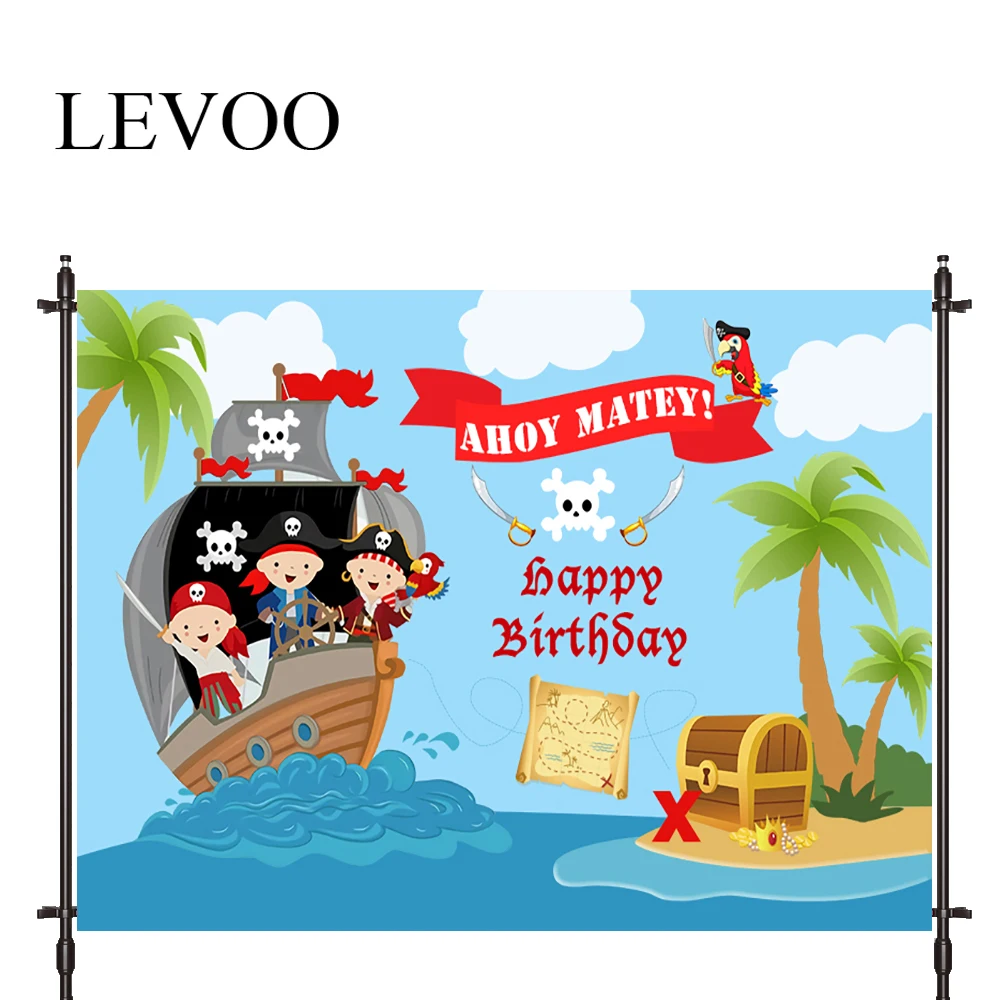 LEVOO Photography Background Pirate Treasure Adventure Birthday Theme Background Photobooth Photo Studio Shoot Prop