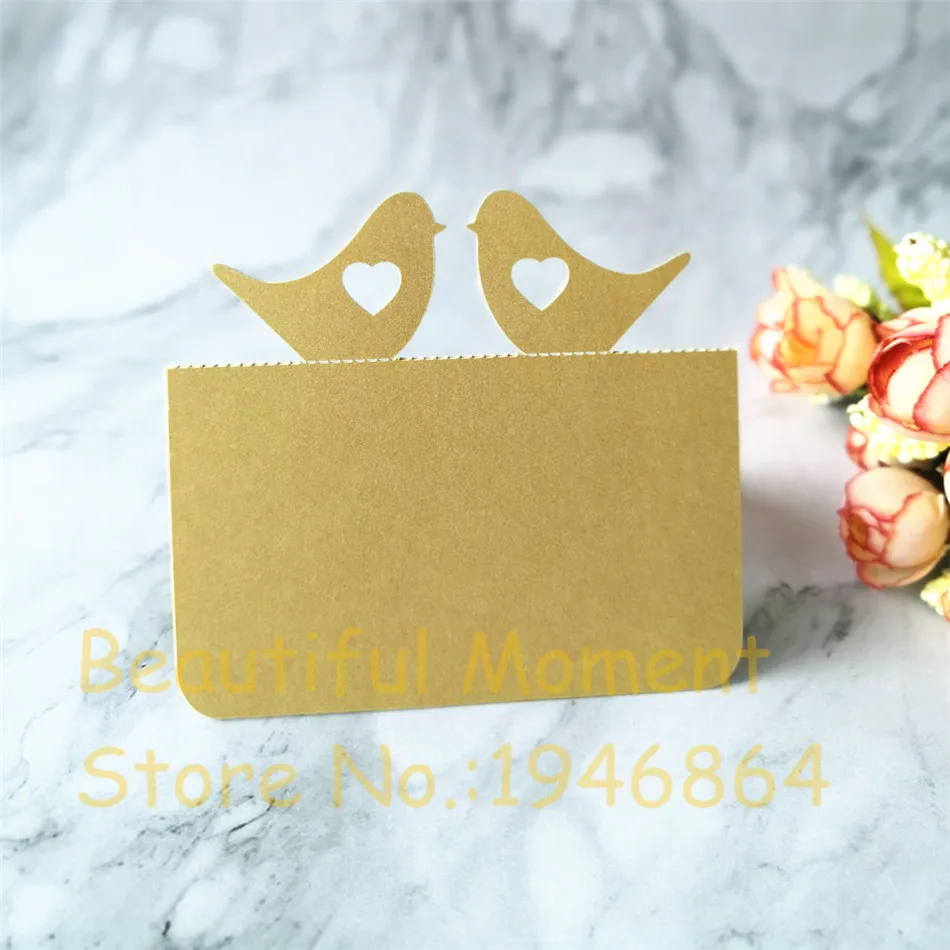 

50pcs Laser Cut Luxury Table Name Place Cards Wedding Decoration Birthday Party Love Bird Invite Cards Table Decoration Favor