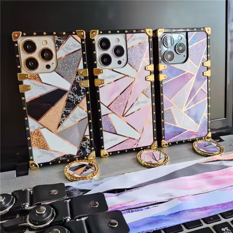 Fashion Woman Cover Geometric Splicing Glitter Case for Samsung Galaxy S25 Ultra S24 Ultra S23 S22 Plus S10 S20 S21 Note 20 10